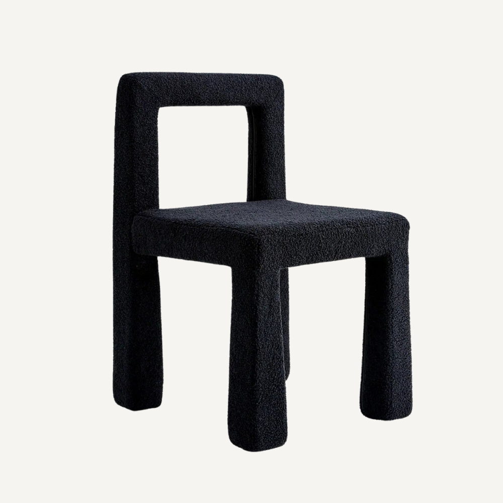 Black boucle wool chair STONILA