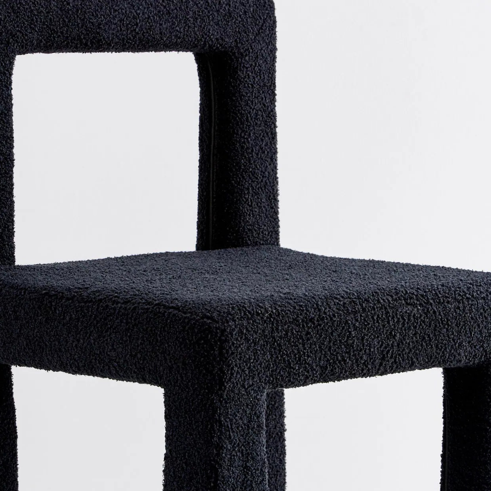 Black boucle wool chair STONILA