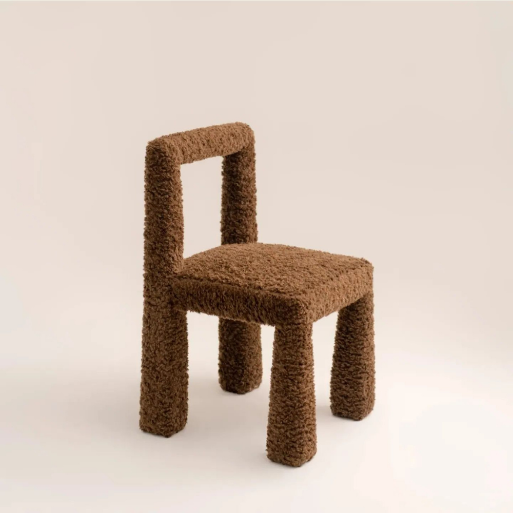 Black boucle wool chair STONILA