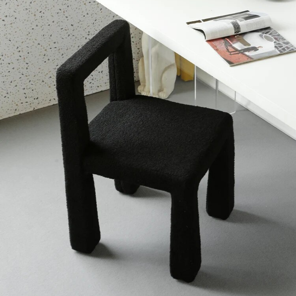 Black boucle wool chair STONILA
