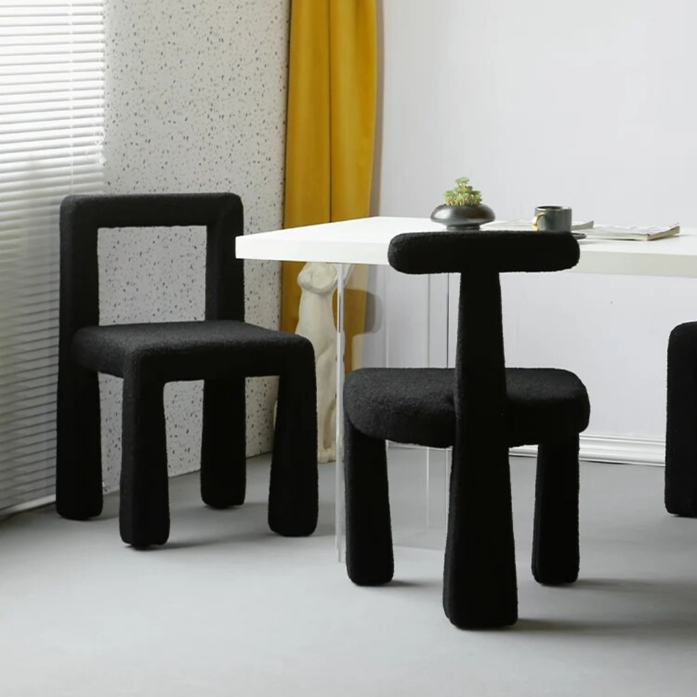 Black boucle wool chair STONILA