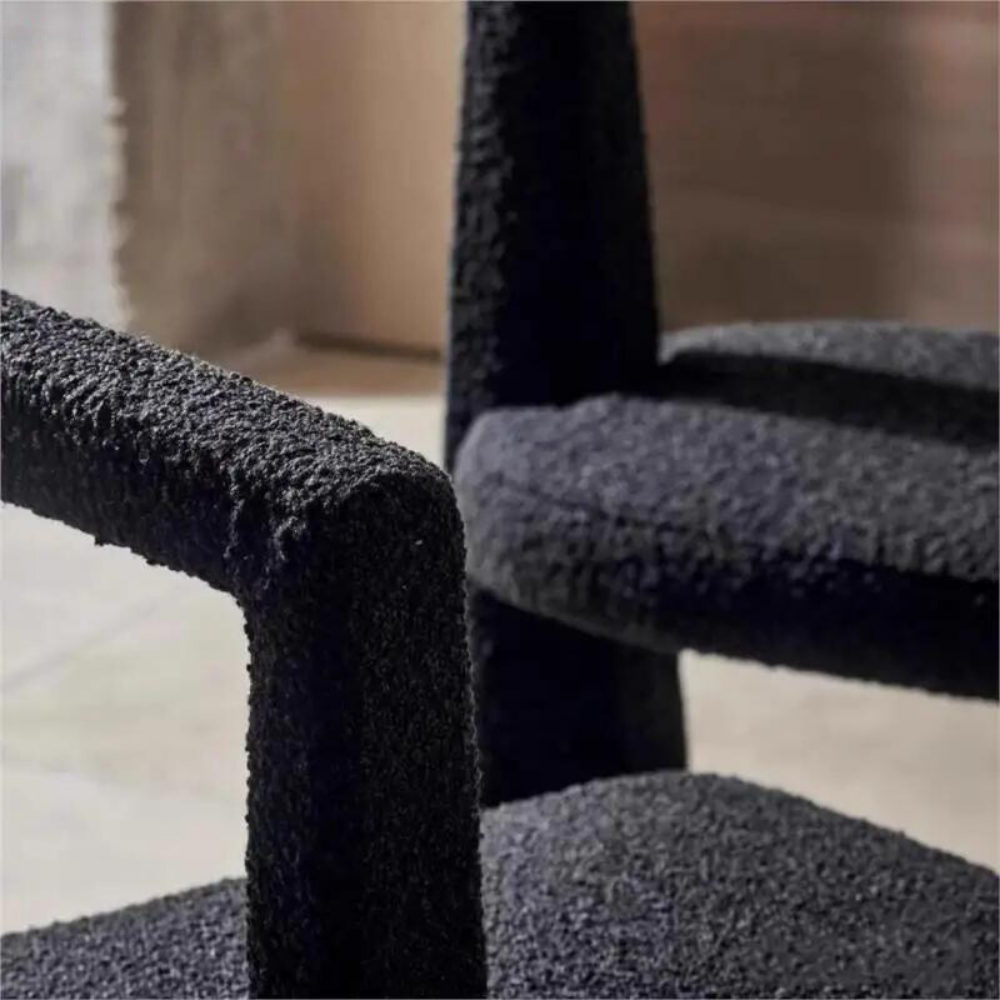 Black boucle wool chair STONILA
