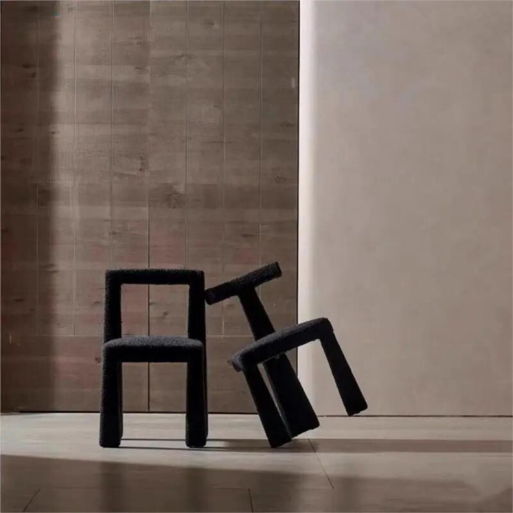 Black boucle wool chair STONILA