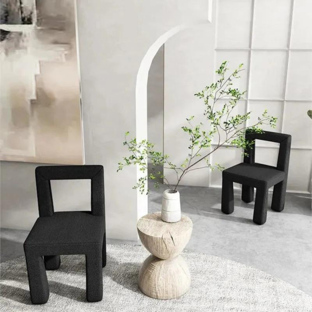 Black boucle wool chair STONILA