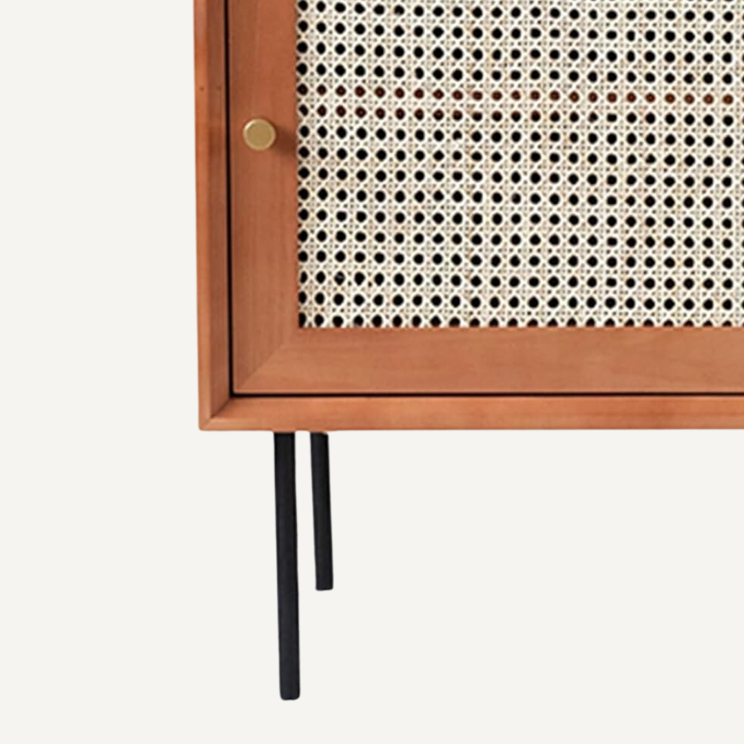 Charli vintage rattan cane bedside table