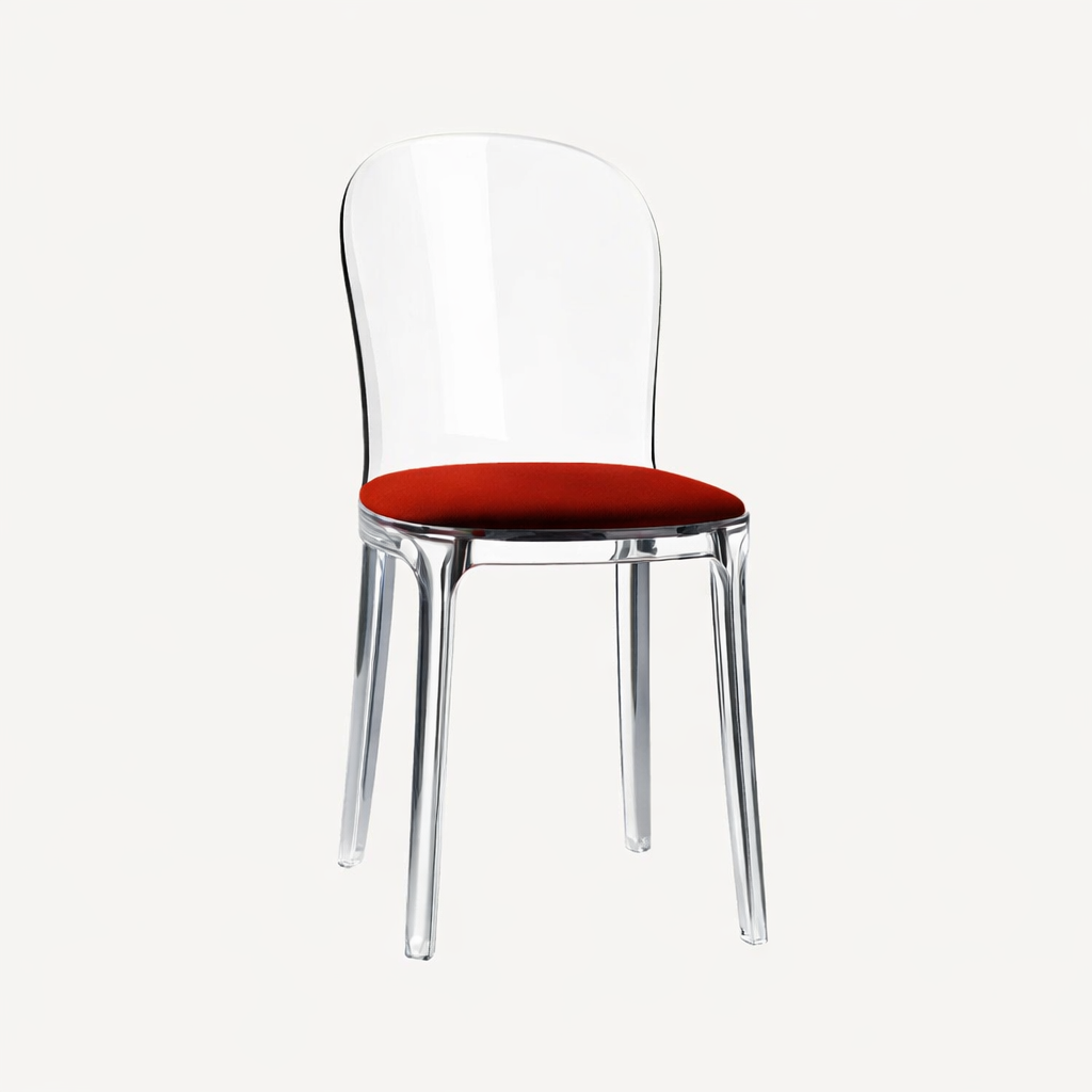 Set of 2 Vanilla Transparent Chairs with Red Seat - Outlet