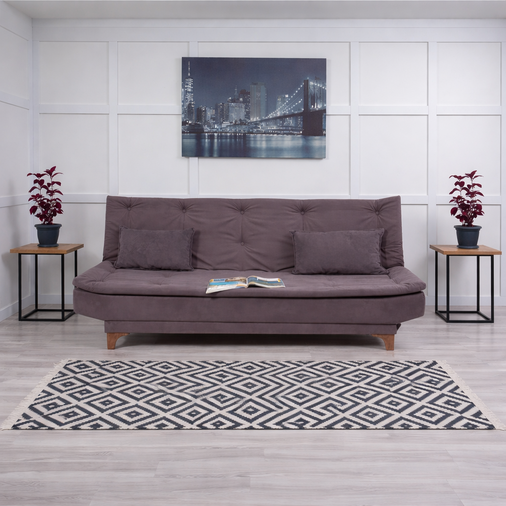 Kelebek - Anthracite 3-Seater Sofa Bed | Large Pull-Out Couch for Guests