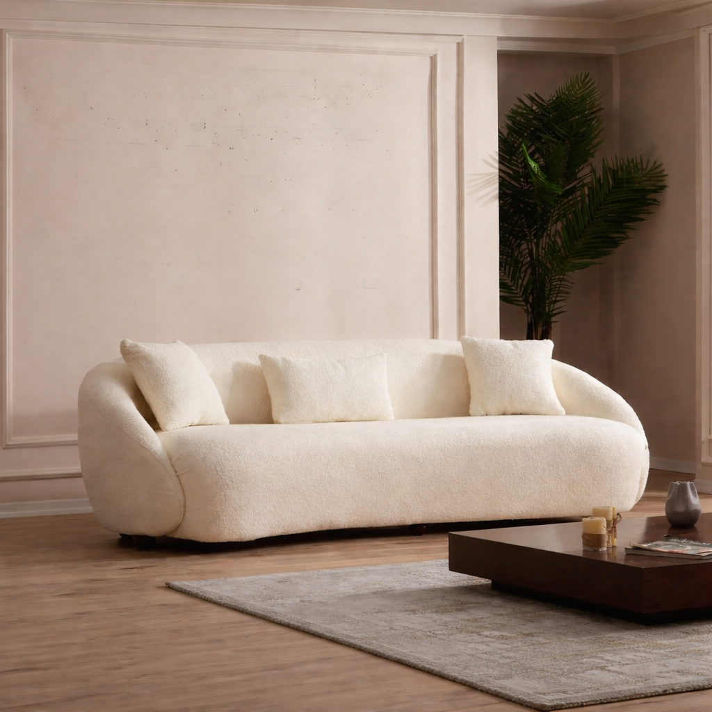 Napoli Cream 3 Seater Sofa | Curved Comfortable Modern sofa