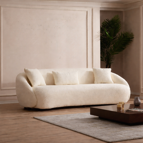 Napoli Cream 3 Seater Sofa | Curved Comfortable Modern sofa
