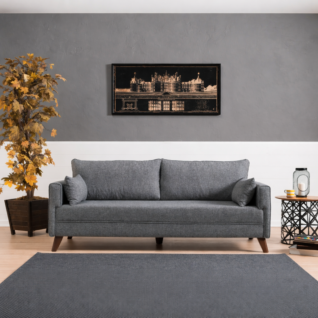Papira – Grey 3 Seater Sofa | Comfortable Modern Couch for Family