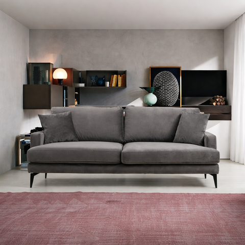 Bella  3 Seater Sofa grey fabric | Comfortable 3 persons couch
