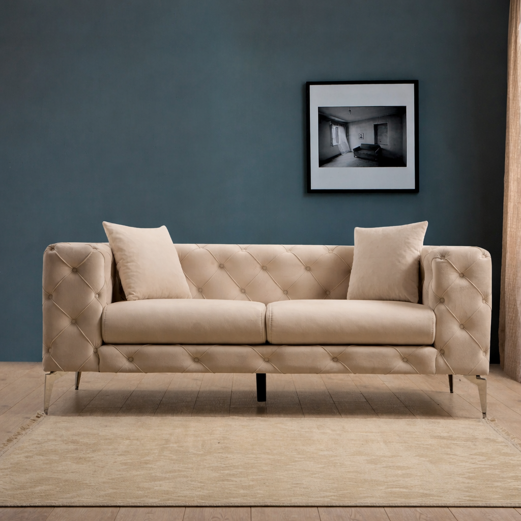 Como – Ecru 2 Seater Sofa | Compact Modern Couch for Two