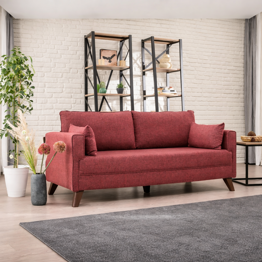 Bella – Claret Red 2 Seater Sofa | Compact Modern Couch for Two