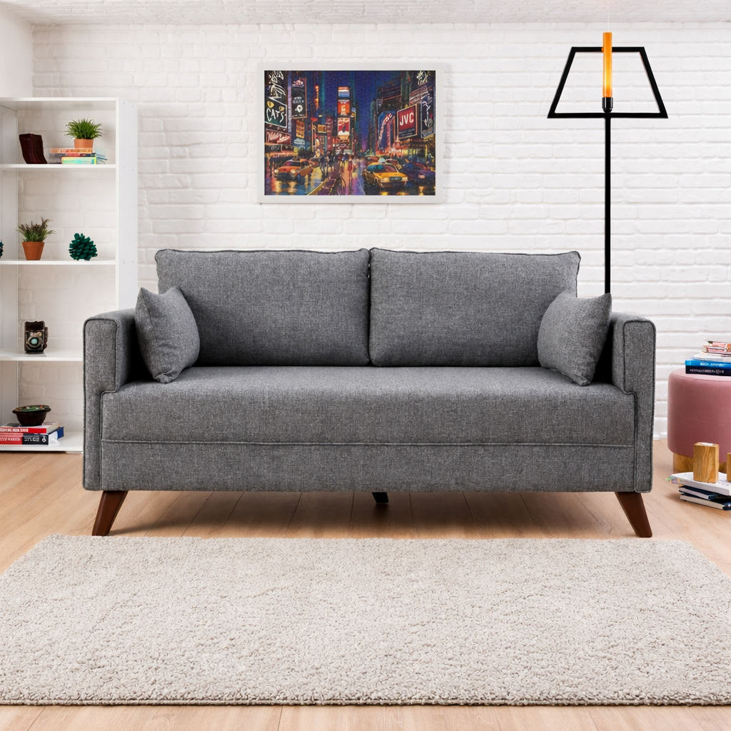 Bella – Grey 2 Seater Sofa | Compact Modern Couch for Two