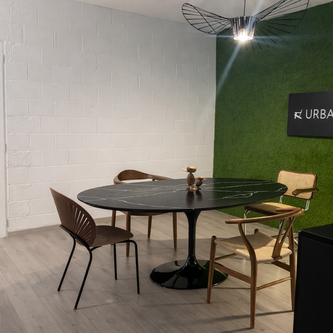 Black matt marble Oval Dining Table - 199 cm x 111 cm - Outlet