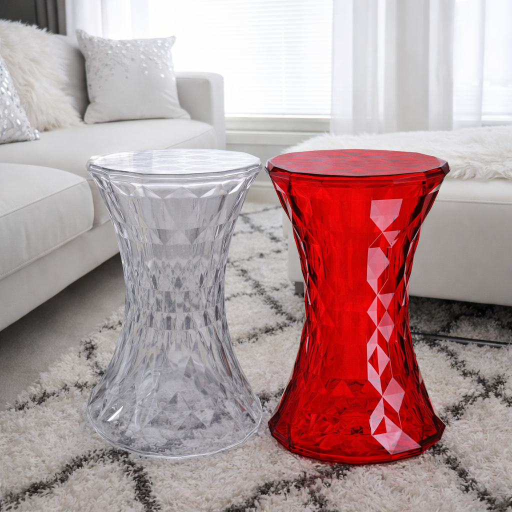 Set of 2 Ghost Stools - Red and Tansparent 45 cm - Outlet