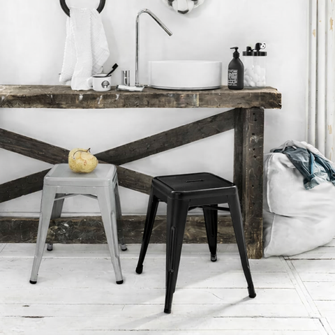 Set of 2 lix stools 45 cm - Black and Grey  - Outlet