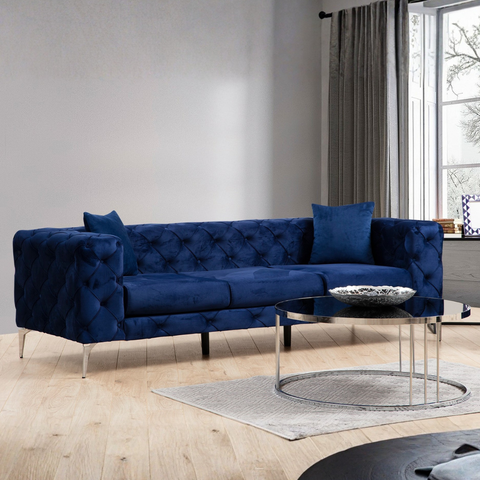 Como Navy Blue 3 Seater Sofa | Comfortable Modern tufted sofa