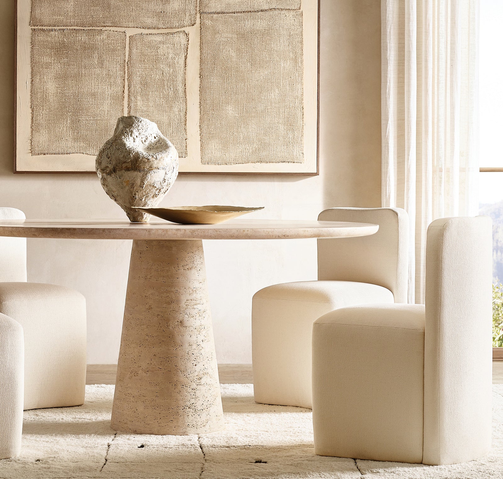 Round Travertine Table