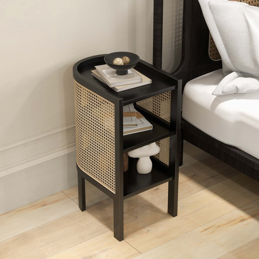 Daphne rattan and cane nightstand