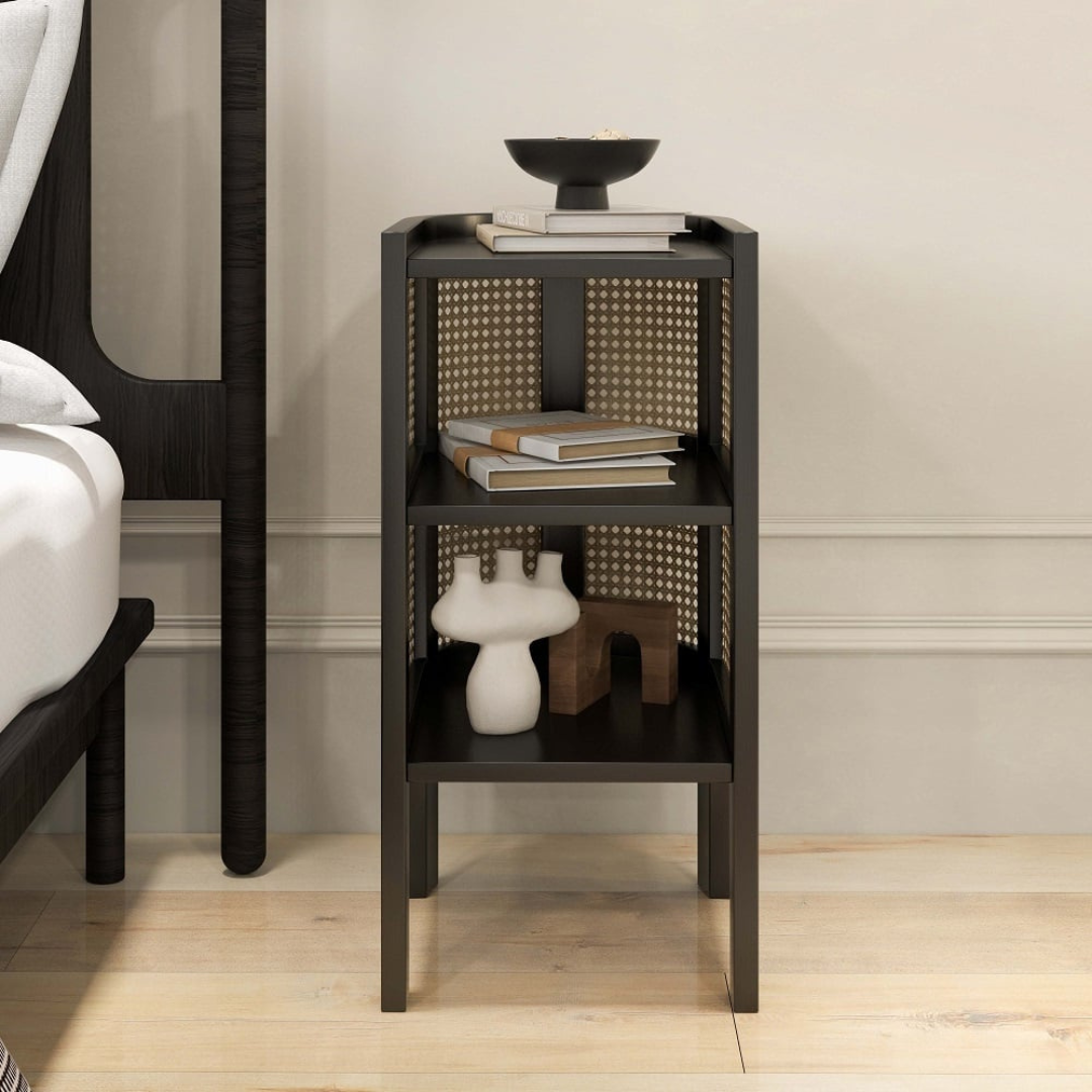 Daphne rattan and cane nightstand