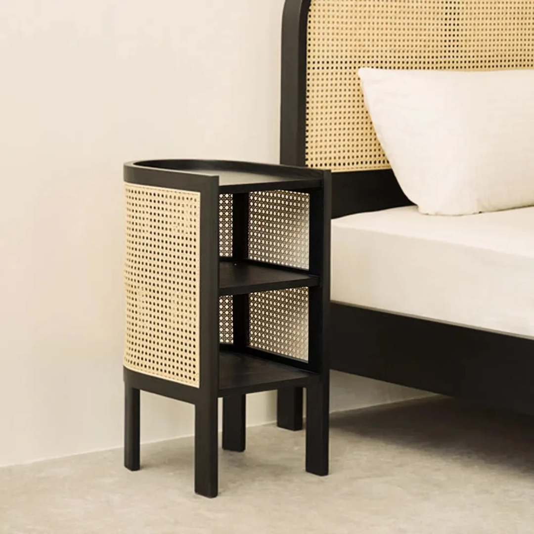 Daphne rattan and cane nightstand