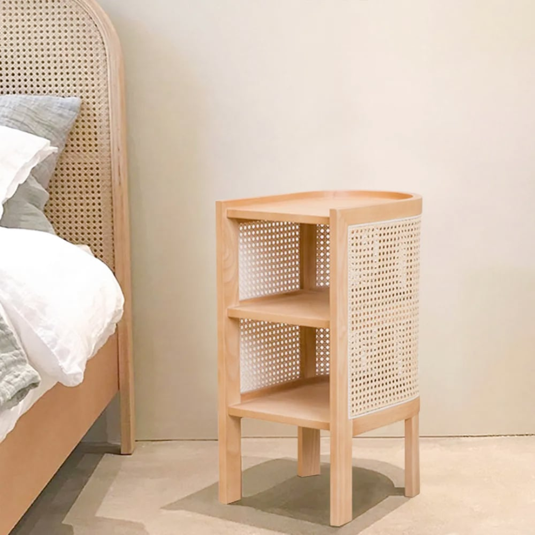 Daphne rattan and cane nightstand