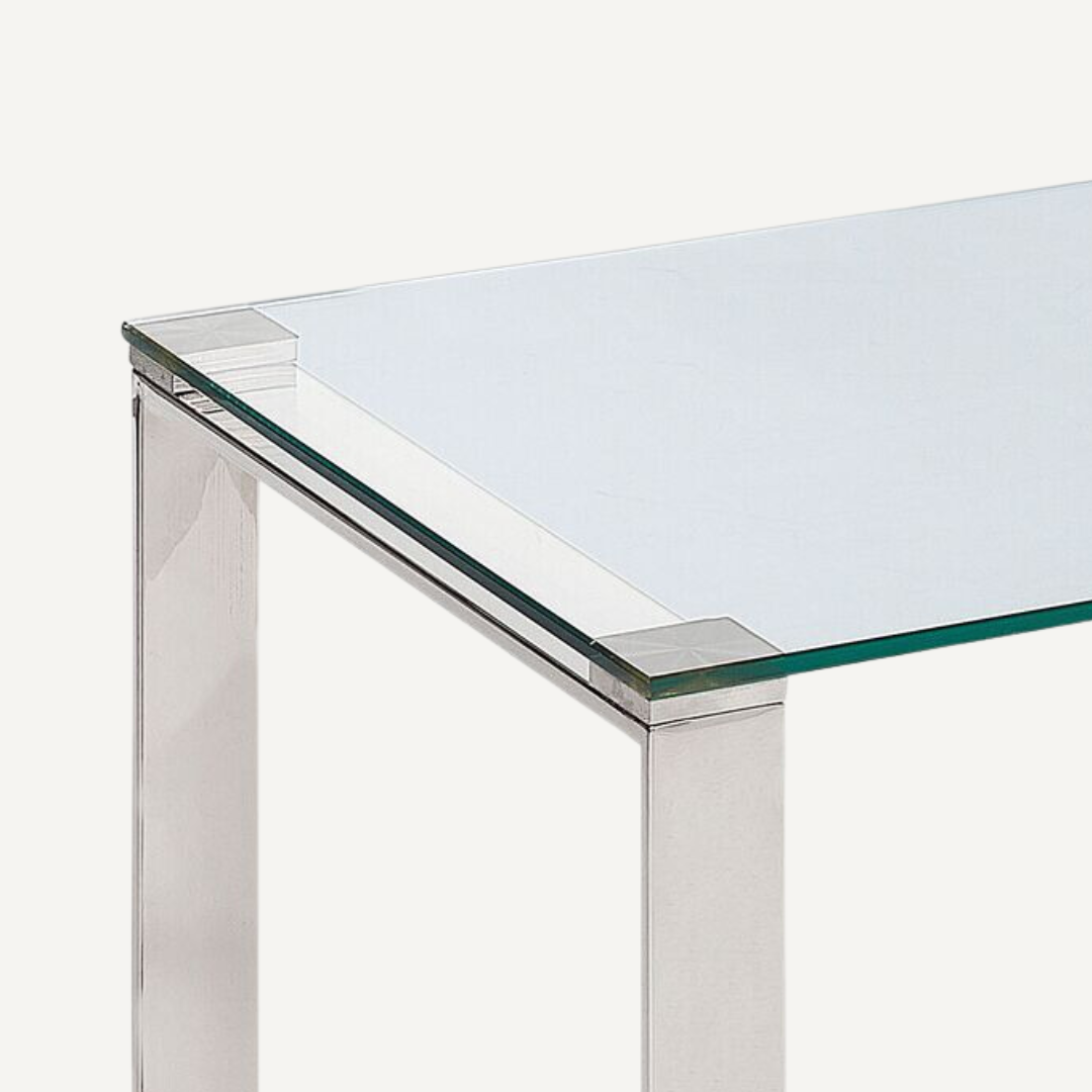 Elina glass and stainless steel coffee table