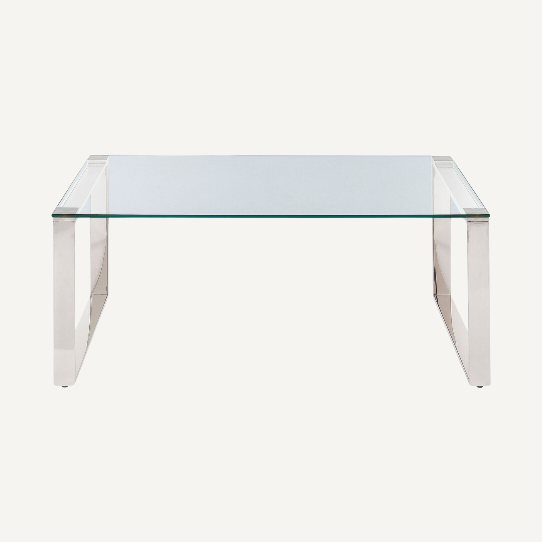 Elina glass and stainless steel coffee table
