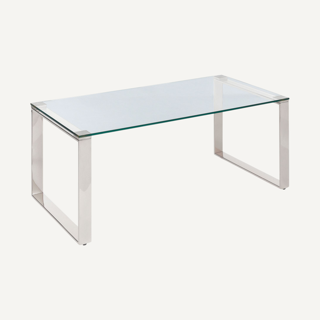 Elina glass and stainless steel coffee table
