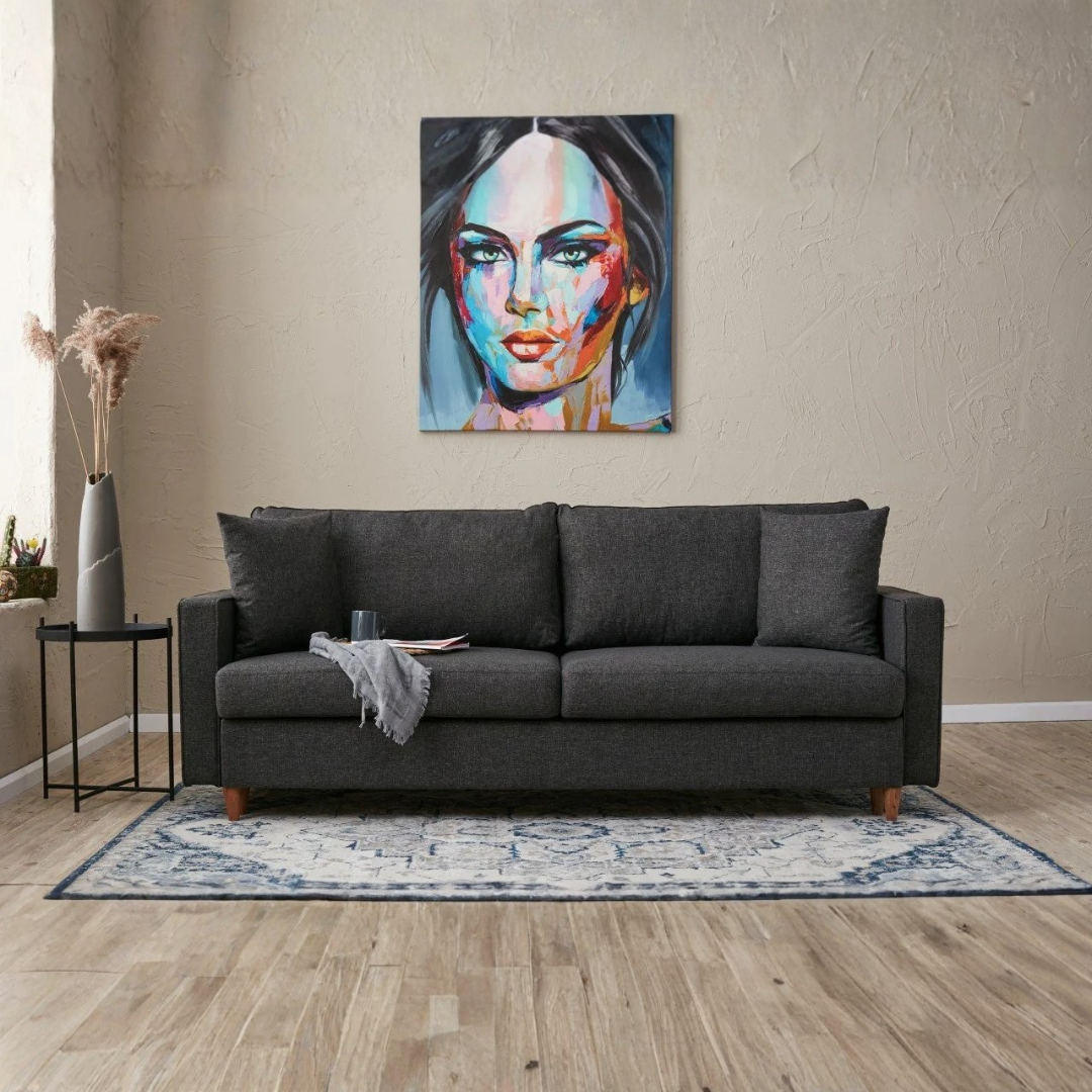 Eva - Anthracite 3-Seater Sofa Bed - | Large Pull-Out Couch for Guests