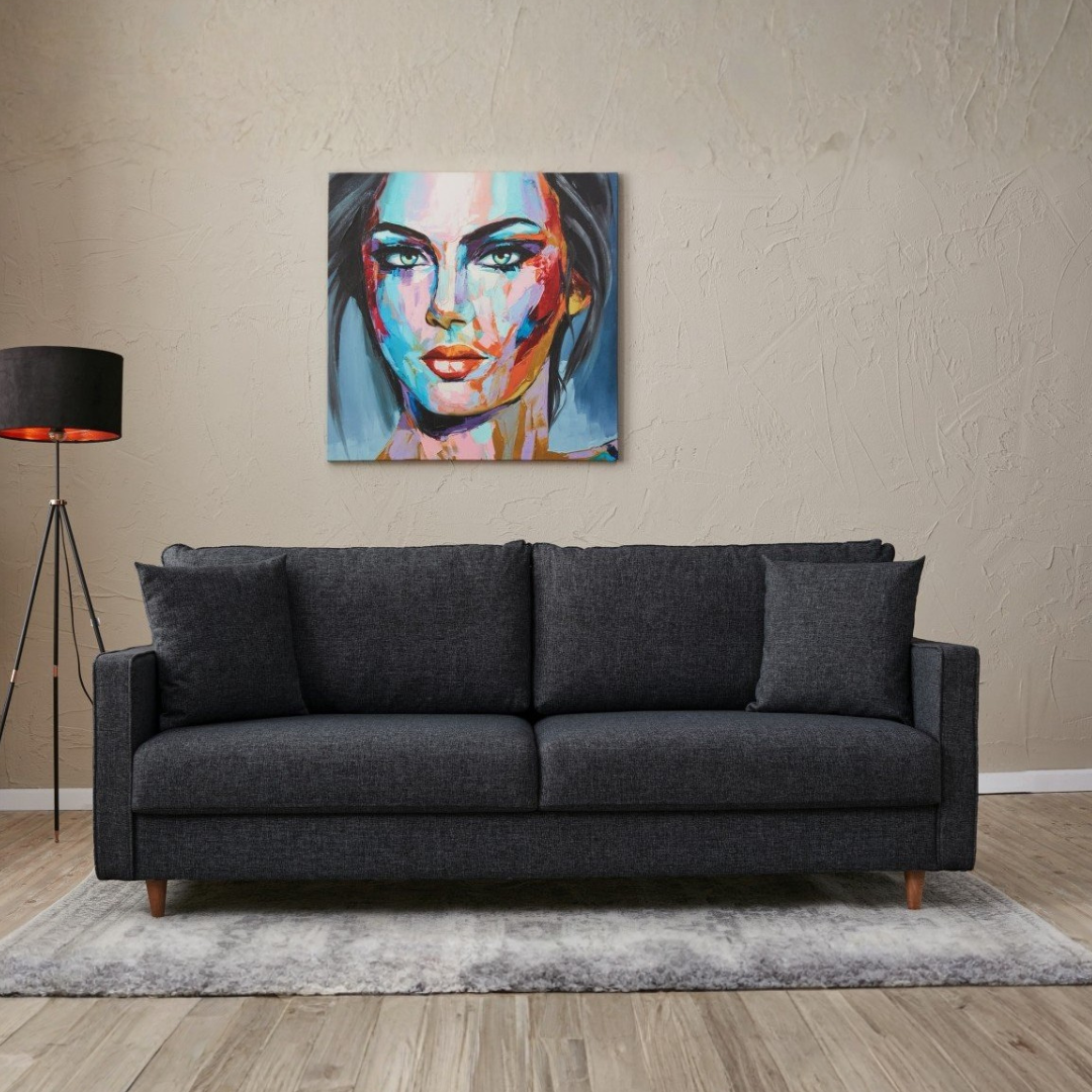 Eva  3 Seater Sofa Anthracite fabric | Comfortable washable sofa