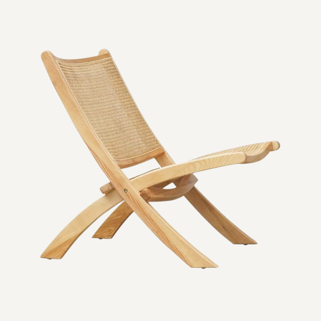 FARRAH wood and cane folding chair