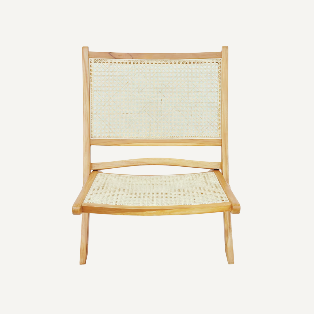 FARRAH wood and cane folding chair
