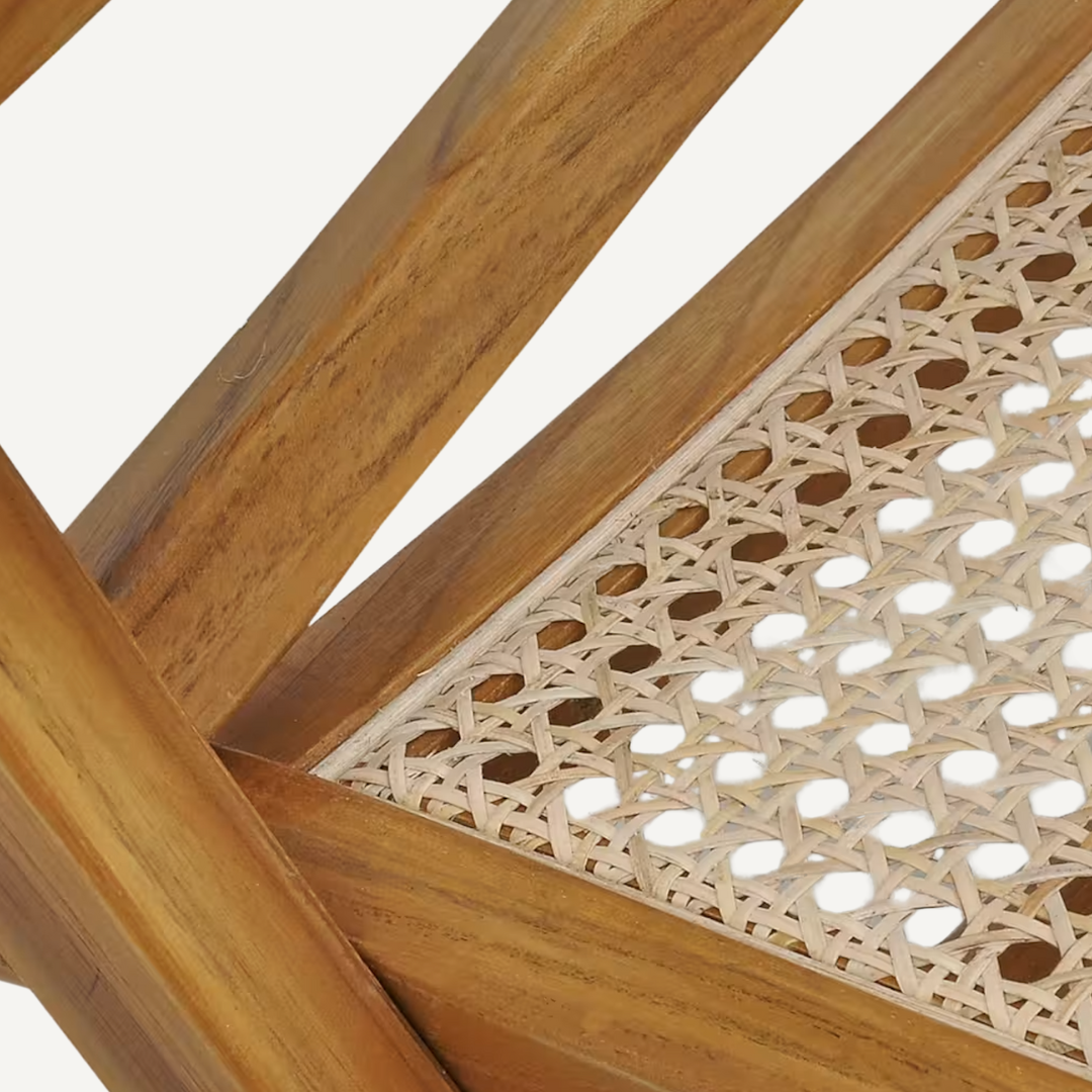 FARRAH wood and cane folding chair