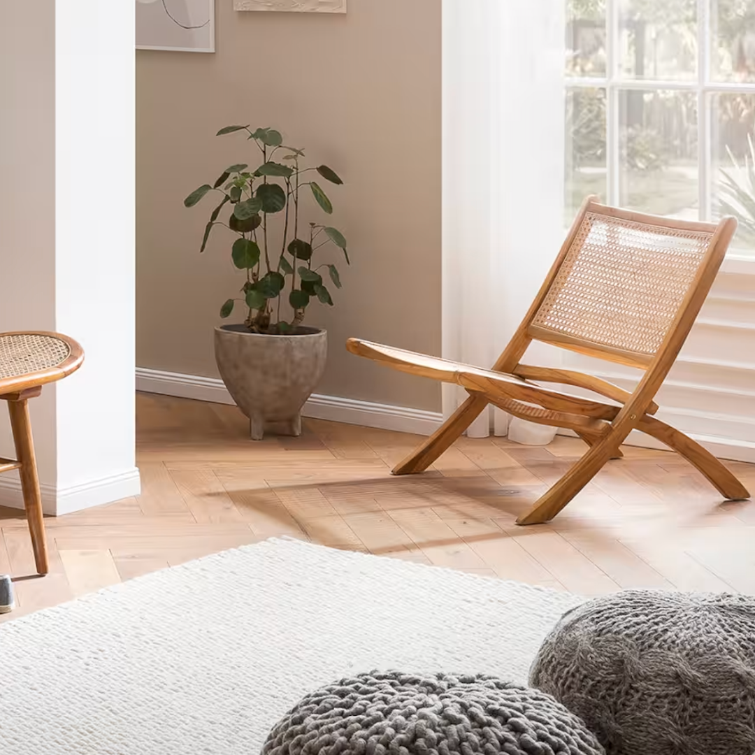 FARRAH wood and cane folding chair