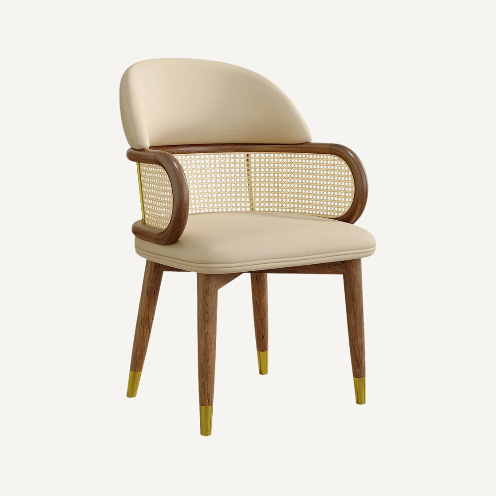 Rattan and wood chair NEUILLY