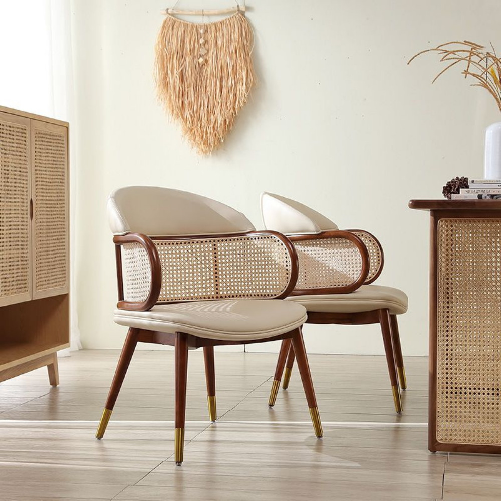 Rattan and wood chair NEUILLY