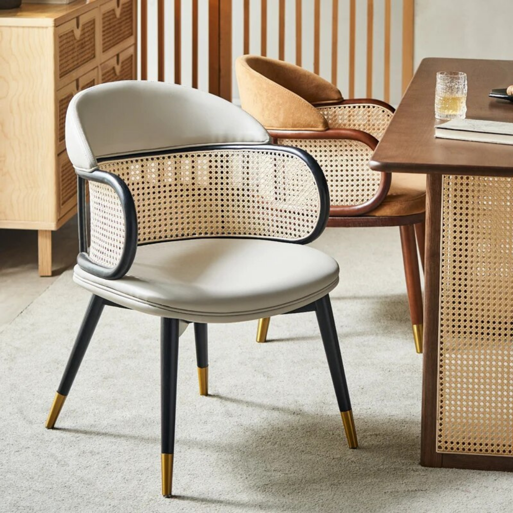 Rattan and wood chair NEUILLY