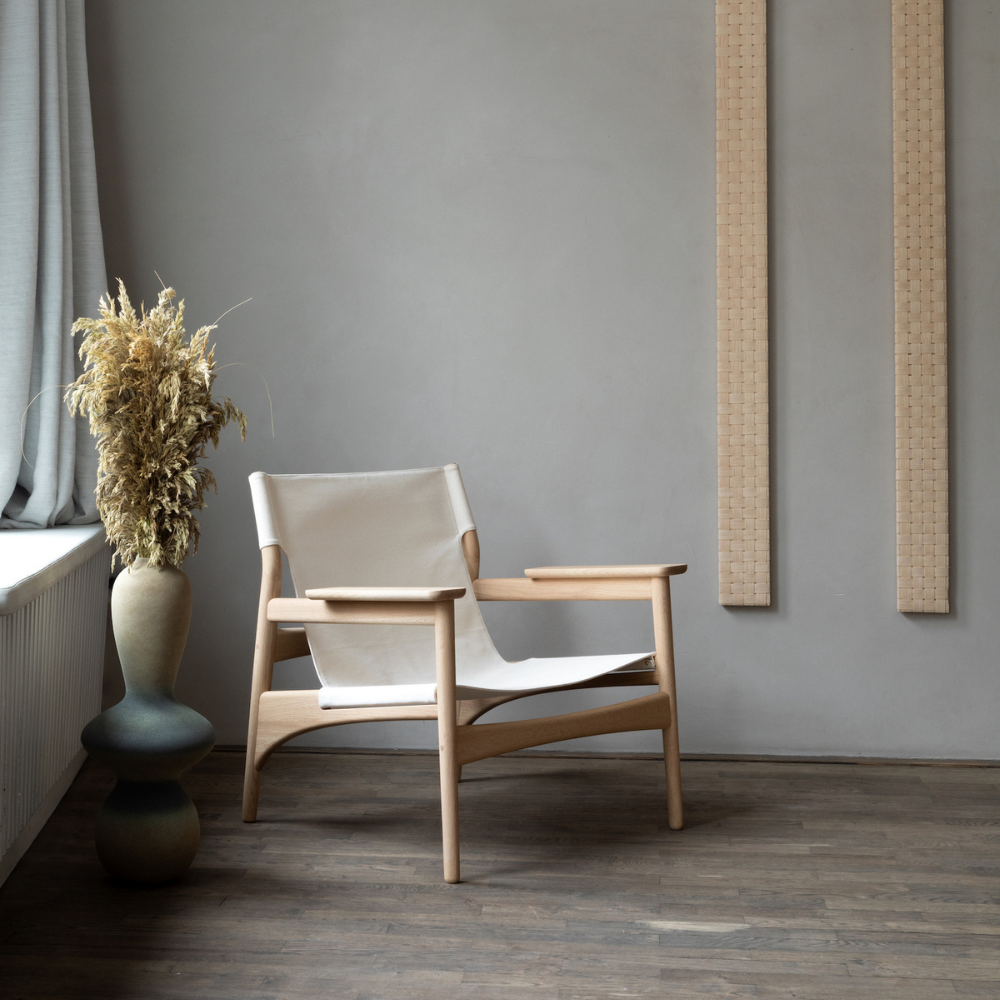 Scandinavian armchair wood and leather LIKL
