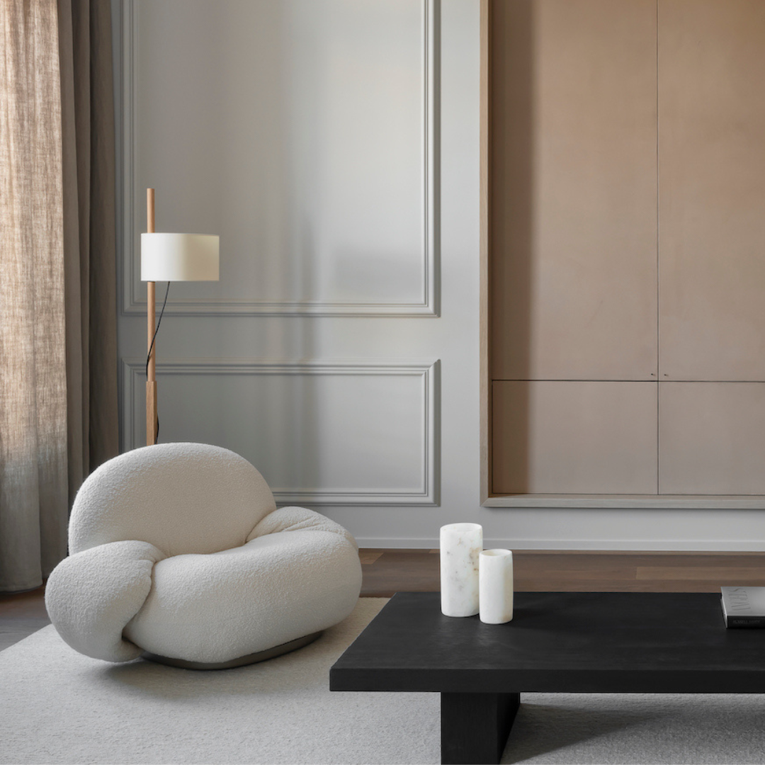 Ibiza Swivel Sheepskin curly lounge chair with armrest