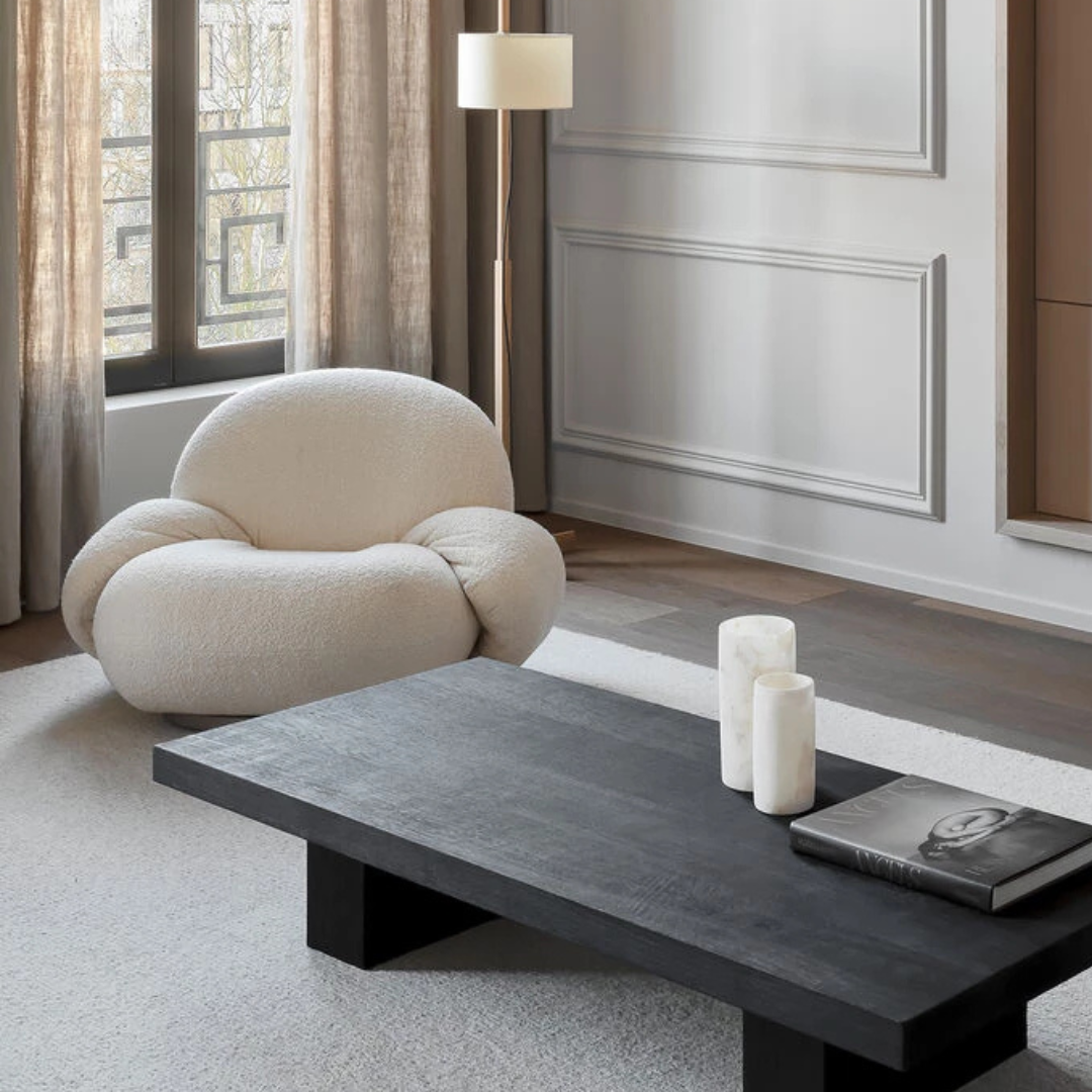 Ibiza Swivel Sheepskin curly lounge chair with armrest