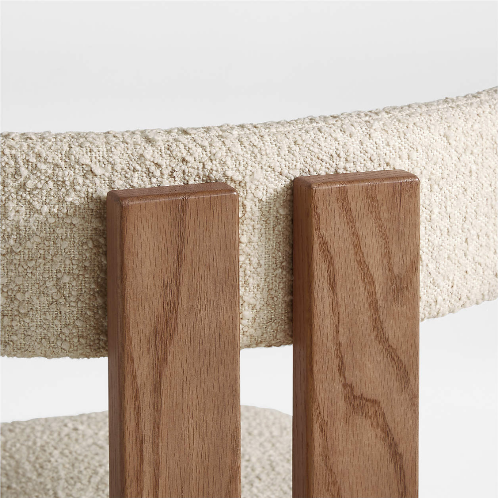 Wood and boucle wool chair LUNA