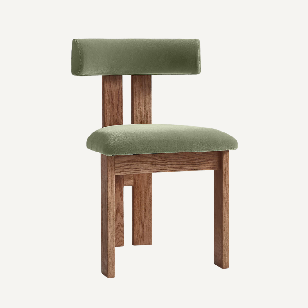 Wood and boucle wool chair LUNA