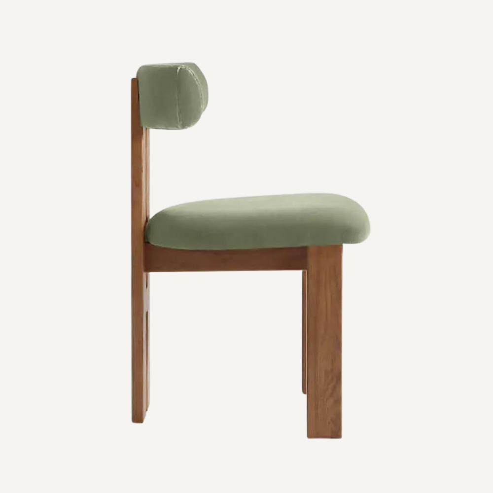 Wood and boucle wool chair LUNA