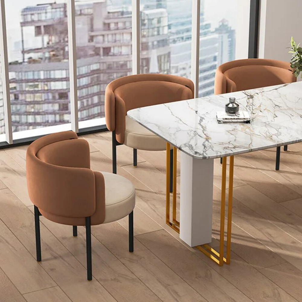 Leather and metal armchair MILANO