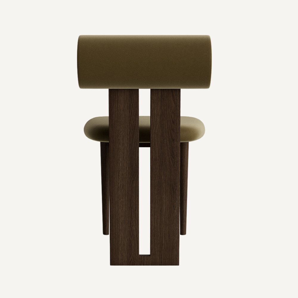 Design chair in wood and bouclé wool AMSI