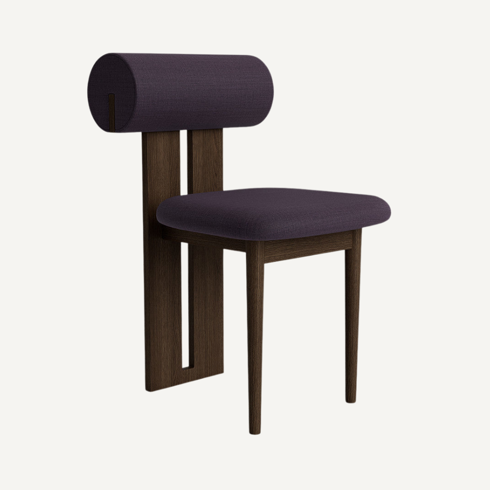 Design chair in wood and bouclé wool AMSI