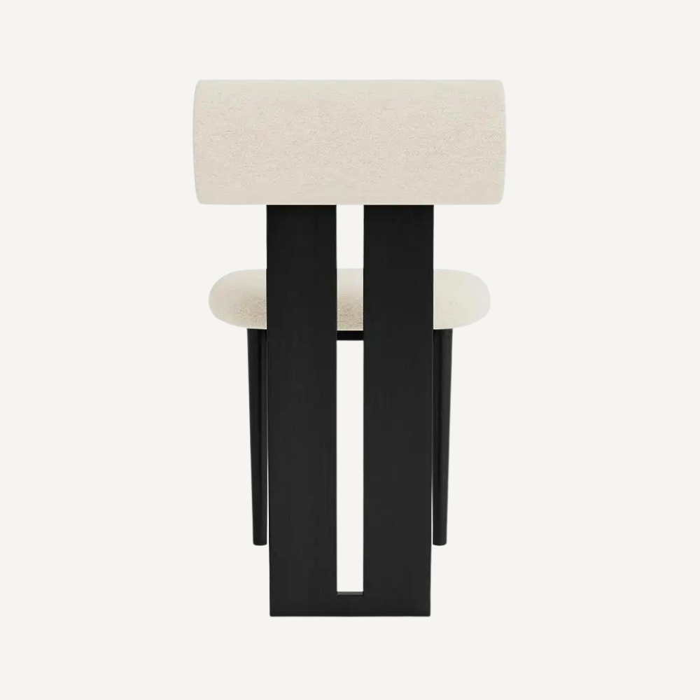 Design chair in wood and bouclé wool AMSI