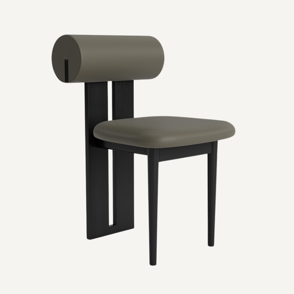 Design chair in wood and bouclé wool AMSI